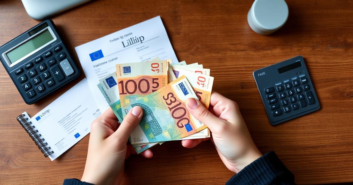 Calcul du salaire net d'un Flexi-job avec une calculatrice et des billets en euros